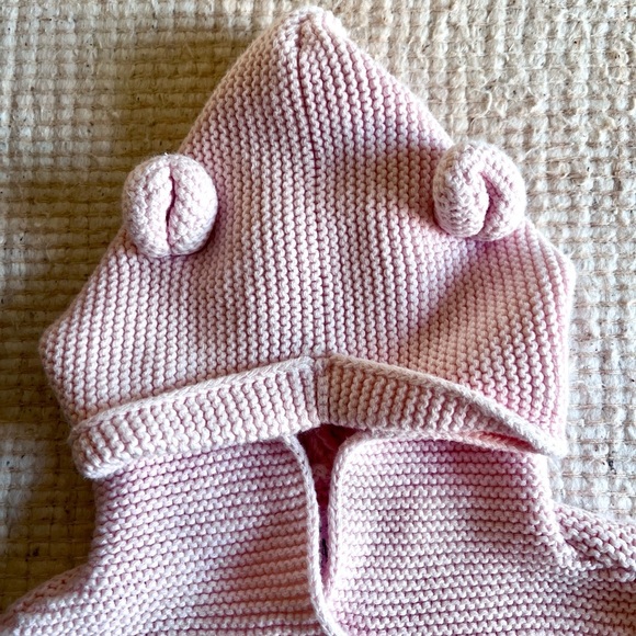 GAP BABY GAP Hooded Garter Knit Sweater w/ Pockets | Milkshake Pink | 3-6 months - Picture 7 of 12